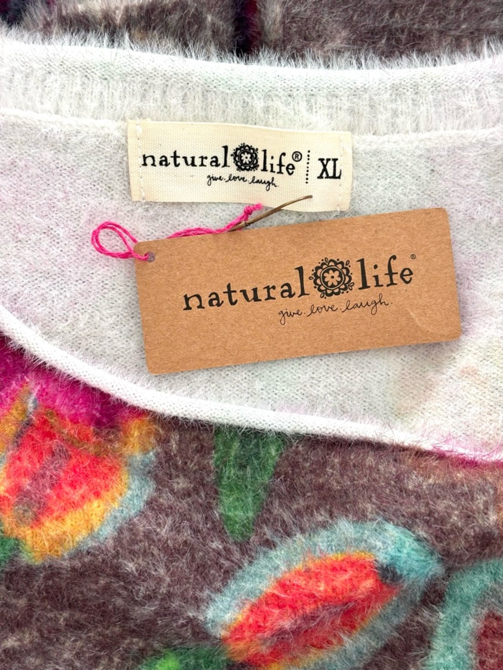 Natural Life Folk Flower Pullover Sweater NWT Mauve Soft Cozy XL - Picture 6 of 8